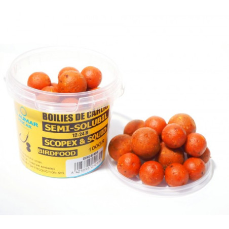 Boilies Claumar Birdfood De Carlig Semi-Solubil Scopex & Squid 100g