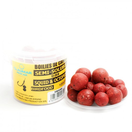 Boilies Claumar Birdfood De Carlig Semi-Solubil Squid & Capsuni 100g