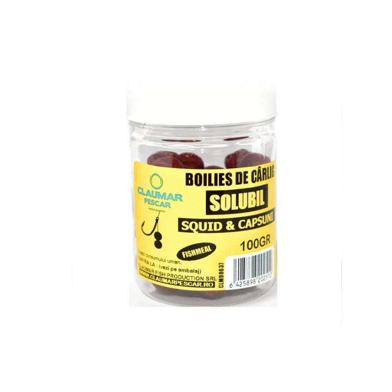 Boilies Claumar Fishmeal De Carlig Solubile Squid & Capsuni 100g Boilies Claumar Fishmeal De Carlig Solubile Squid & Capsuni 100g