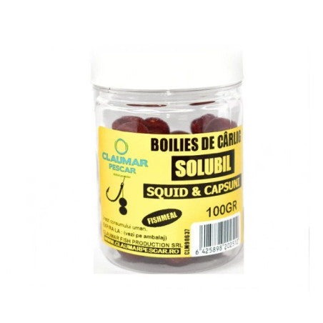 Boilies Claumar Fishmeal De Carlig Solubile Squid & Capsuni 100g
