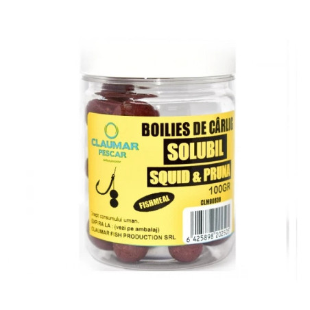 Boilies Claumar Fishmeal De Carlig Solubile Squid & Pruna 100g