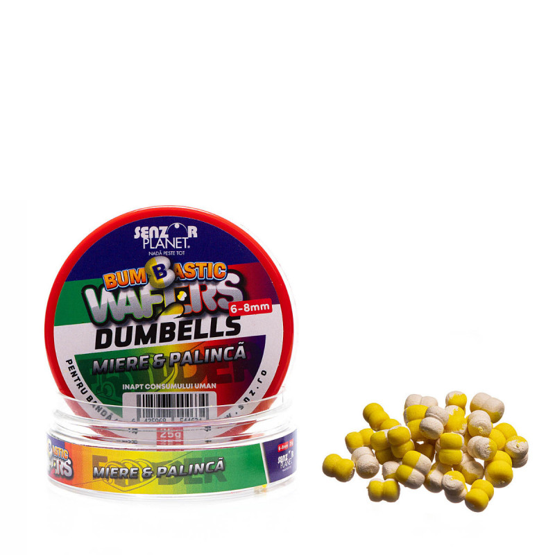 BUMBASTIC WAFTERS DUMBELLS PENTRU BANDA MIERE & PALINCA (ALB-GALBEN) 6-8mm 25g BUMBASTIC WAFTERS DUMBELLS PENTRU BANDA MIERE & PALINCA (ALB-GALBEN) 6-8mm 25g